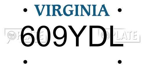 609YDL Virginia License Plate