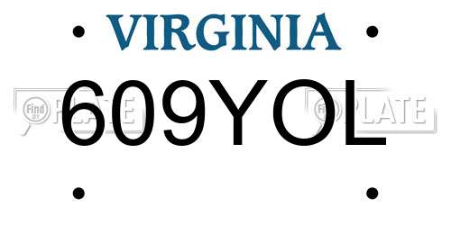 609YOL Virginia License Plate