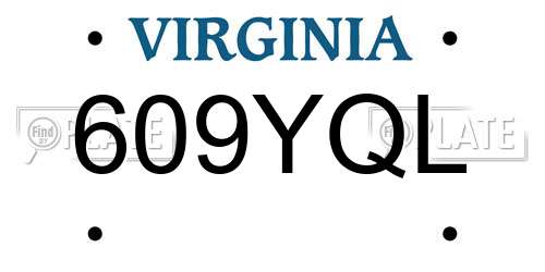 609YQL Virginia License Plate