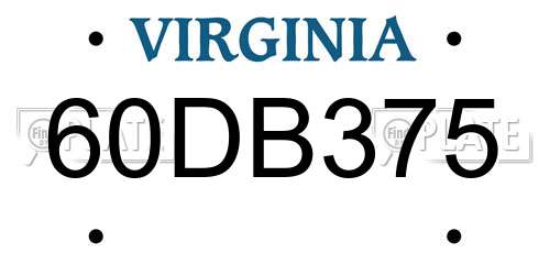 60DB375 Virginia License Plate