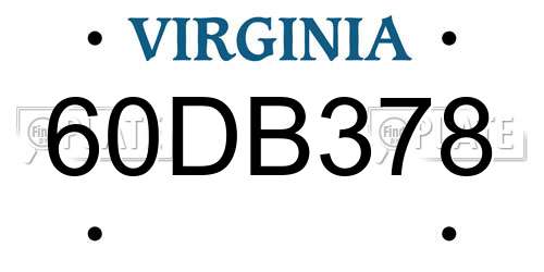 60DB378 Virginia License Plate