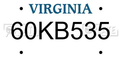 60KB535 Virginia License Plate