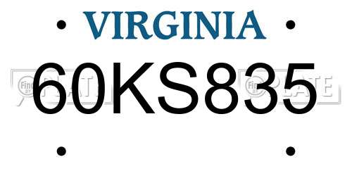 60KS835 Virginia License Plate