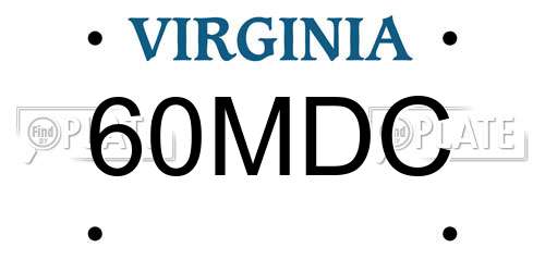 60MDC Virginia License Plate