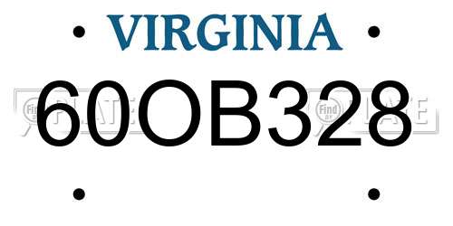 60OB328 Virginia License Plate
