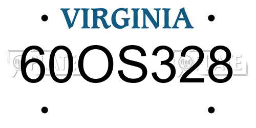 60OS328 Virginia License Plate