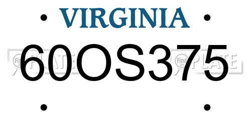 60OS375 Virginia License Plate