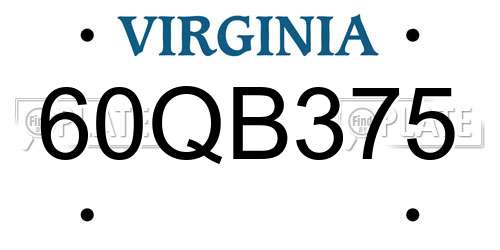 60QB375 Virginia License Plate