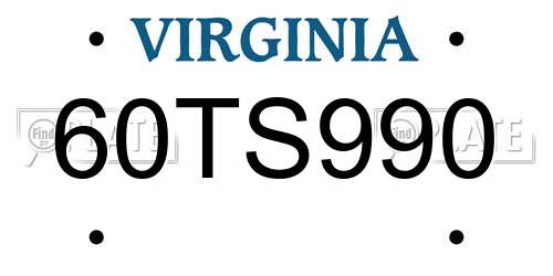 60TS990 Virginia License Plate