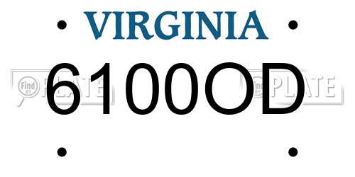 6100OD Virginia License Plate