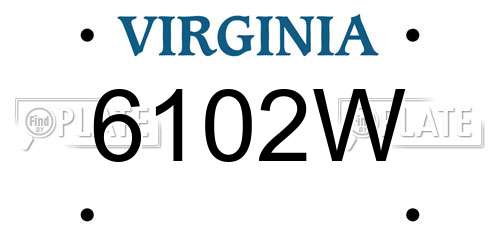 6102W Virginia License Plate