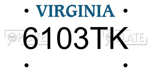 6103TK Virginia License Plate
