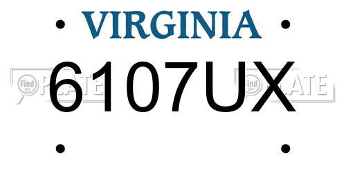 6107UX Virginia License Plate