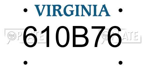610B76 Virginia License Plate