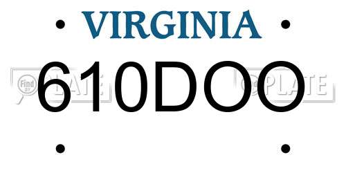 610DOO Virginia License Plate