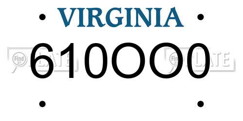 610OO0 Virginia License Plate