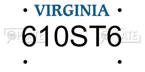 610ST6 Virginia License Plate
