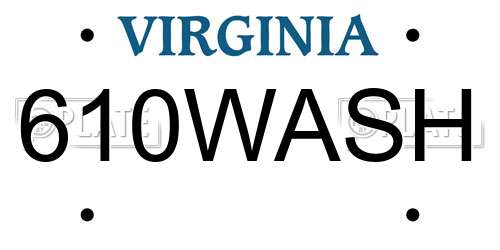 610WASH Virginia License Plate