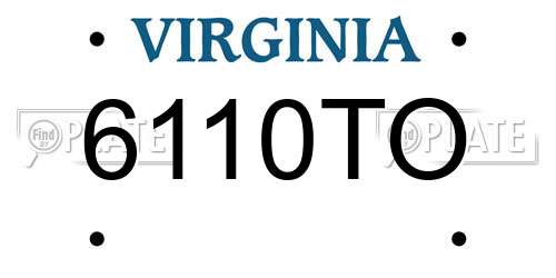 6110TO Virginia License Plate