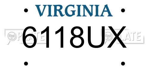 6118UX Virginia License Plate