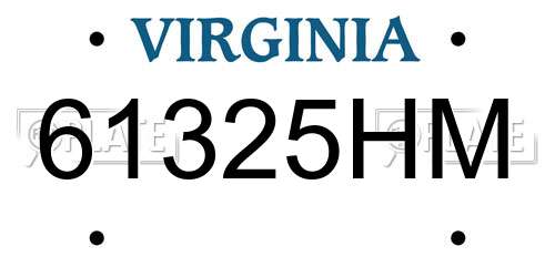 61325HM Virginia License Plate