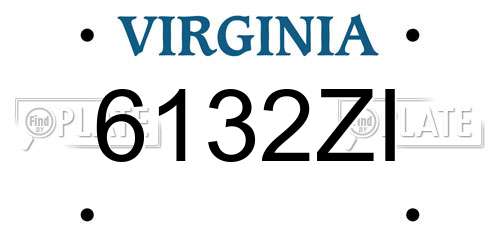 6132ZI Virginia License Plate