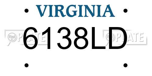 6138LD Virginia License Plate