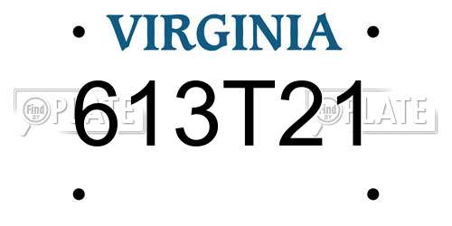 613T21 Virginia License Plate