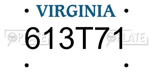 613T71 Virginia License Plate