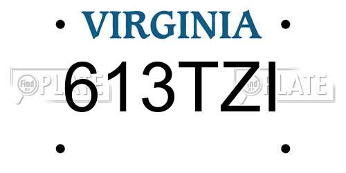 613TZI Virginia License Plate