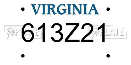 613Z21 Virginia License Plate