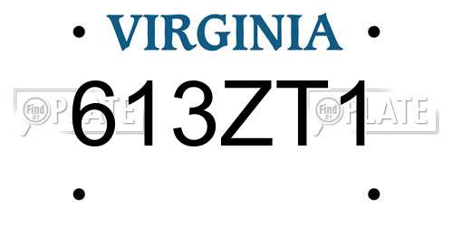 613ZT1 Virginia License Plate