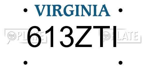 613ZTI Virginia License Plate