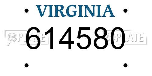 614580 Virginia License Plate