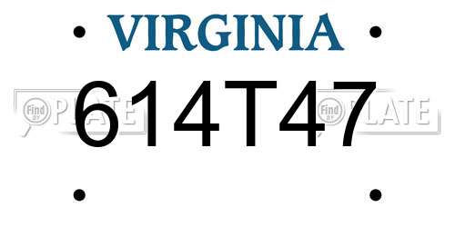 614T47 Virginia License Plate
