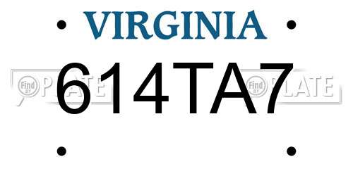 614TA7 Virginia License Plate