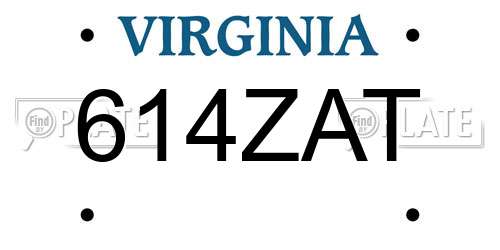 614ZAT Virginia License Plate