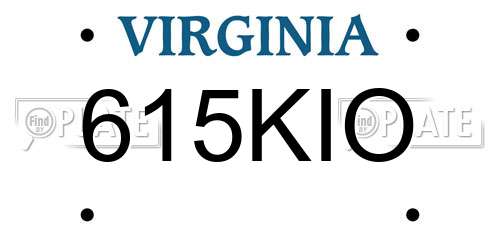 615KIO Virginia License Plate