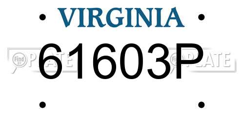 61603P Virginia License Plate