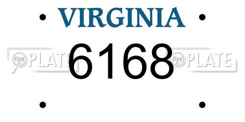 6168 Virginia License Plate