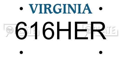 616HER Virginia License Plate