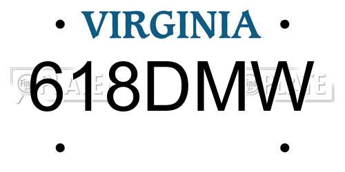 618DMW Virginia License Plate