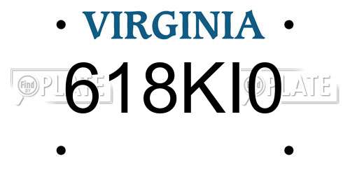 618KI0 Virginia License Plate