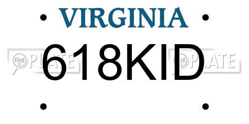 618KID Virginia License Plate