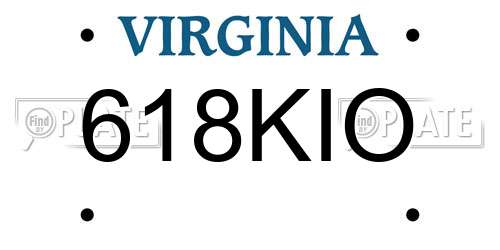 618KIO Virginia License Plate