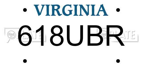 618UBR Virginia License Plate