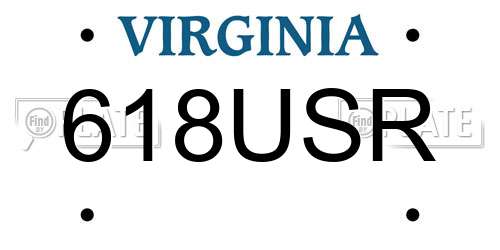 618USR Virginia License Plate