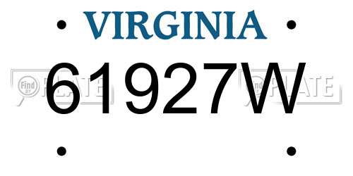 61927W Virginia License Plate