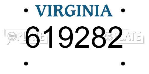 619282 Virginia License Plate