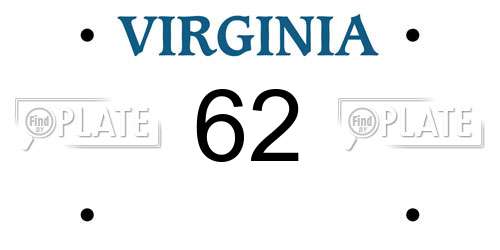62 Virginia License Plate